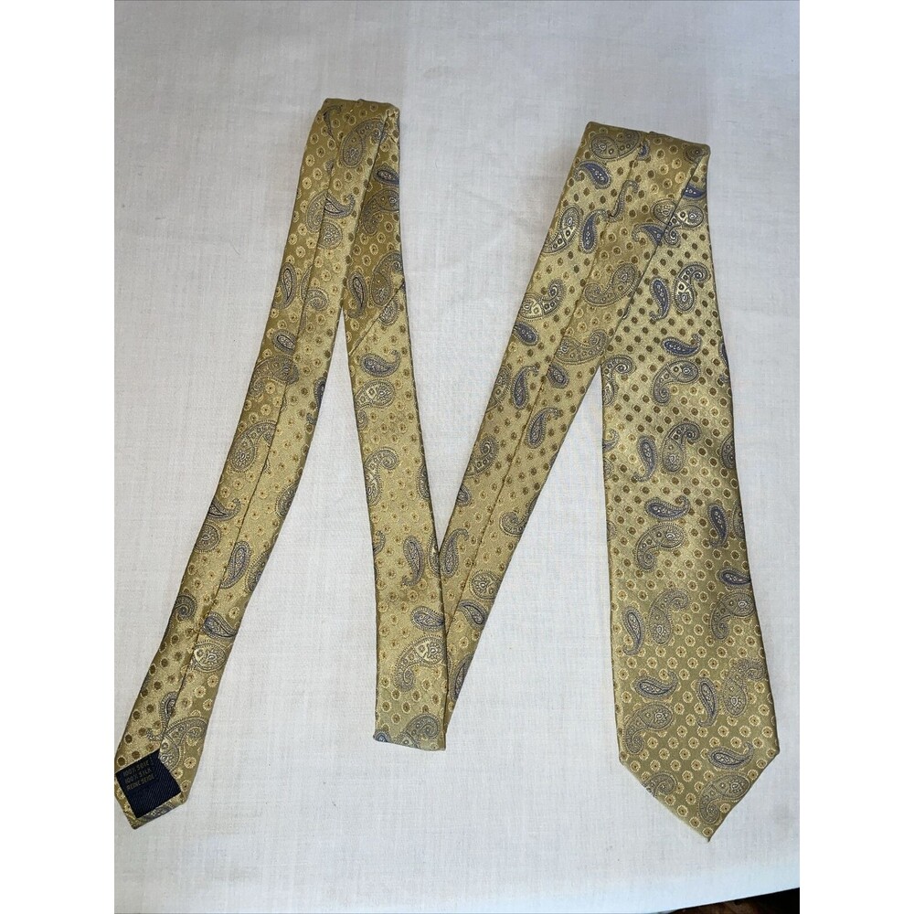 Hart Schaffner Marx Dress Tie Men’s Size 60” Gold Paisley 100% Silk Designer